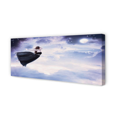 Pintura em tela Céu de fadas nuvens lua