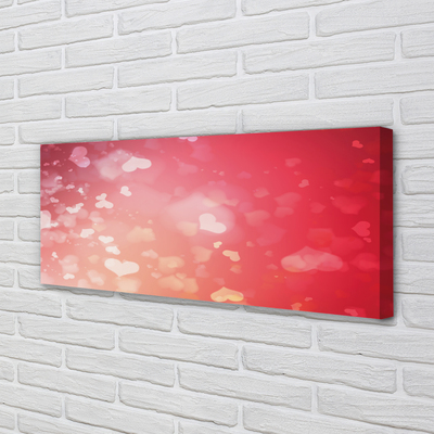Pintura em tela Corações fundo vermelho