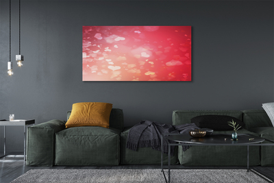 Pintura em tela Corações fundo vermelho
