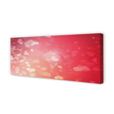 Pintura em tela Corações fundo vermelho