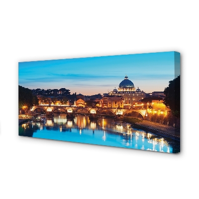 Pintura em tela Pontes do Rio Pôr do Sol em Roma