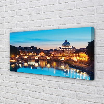 Pintura em tela Pontes do Rio Pôr do Sol em Roma