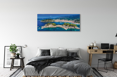 Pintura em tela Panorama da cidade e mar da Grécia