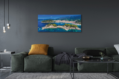 Pintura em tela Panorama da cidade e mar da Grécia