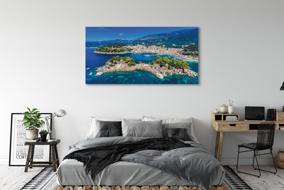 Pintura em tela Panorama da cidade e mar da Grécia