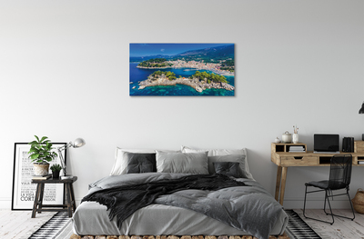 Pintura em tela Panorama da cidade e mar da Grécia