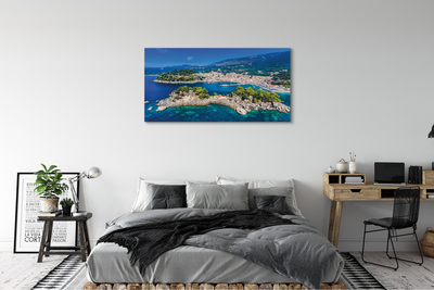 Pintura em tela Panorama da cidade e mar da Grécia
