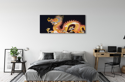 Pintura em tela Dragão Japonês Dourado
