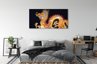 Pintura em tela Dragão Japonês Dourado