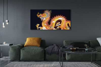 Pintura em tela Dragão Japonês Dourado
