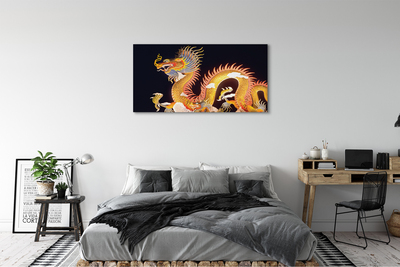 Pintura em tela Dragão Japonês Dourado