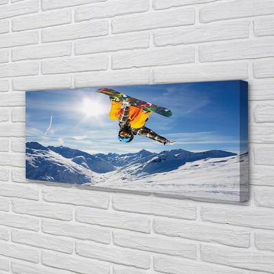 Pintura em tela Homem de prancha montanha