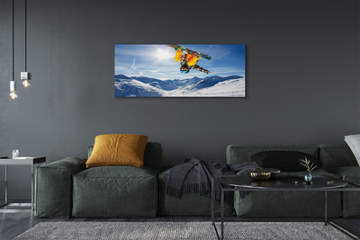 Pintura em tela Homem de prancha montanha