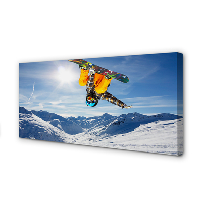 Pintura em tela Homem de prancha montanha