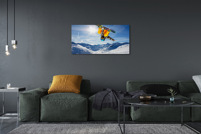 Pintura em tela Homem de prancha montanha