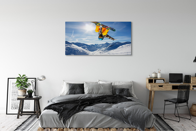 Pintura em tela Homem de prancha montanha