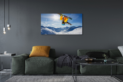 Pintura em tela Homem de prancha montanha