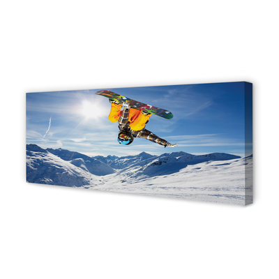 Pintura em tela Homem de prancha montanha