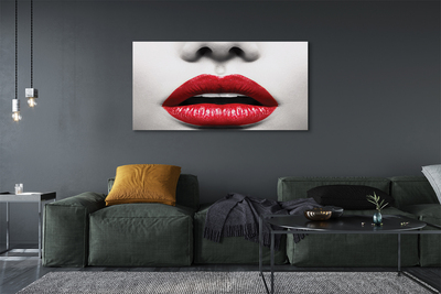 Pintura em tela Mulher com nariz e lábios vermelhos