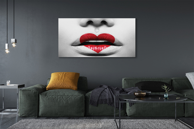 Quadro em tela Lábios coração mulher