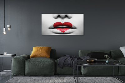 Quadro em tela Lábios coração mulher