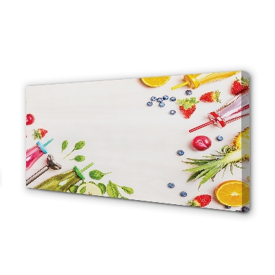 Quadro em tela Smoothies garrafas canudos espinafre