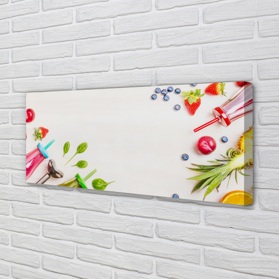 Quadro em tela Smoothies garrafas canudos espinafre