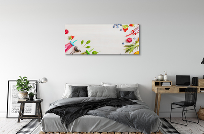 Quadro em tela Smoothies garrafas canudos espinafre