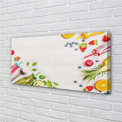 Quadro em tela Smoothies garrafas canudos espinafre