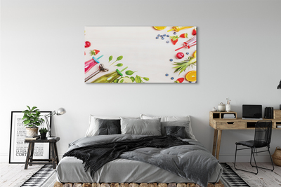 Quadro em tela Smoothies garrafas canudos espinafre