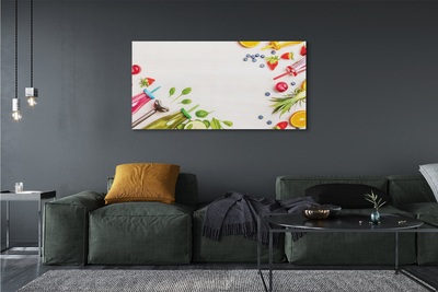 Quadro em tela Smoothies garrafas canudos espinafre