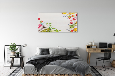 Quadro em tela Smoothies garrafas canudos espinafre