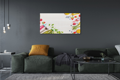 Quadro em tela Smoothies garrafas canudos espinafre