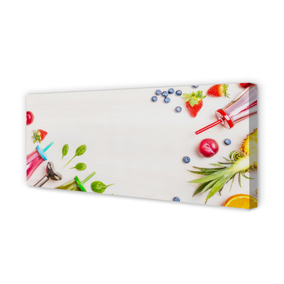 Quadro em tela Smoothies garrafas canudos espinafre