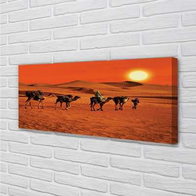 Quadro em tela Camelos, pessoas, deserto, sol, céu