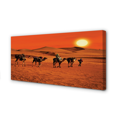 Quadro em tela Camelos, pessoas, deserto, sol, céu