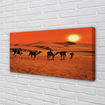 Quadro em tela Camelos, pessoas, deserto, sol, céu