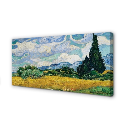 Pintura em tela Campo de trigo com ciprestes - Vincent van Gogh