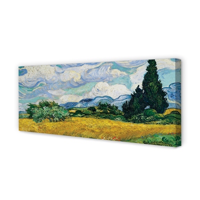 Pintura em tela Campo de trigo com ciprestes - Vincent van Gogh