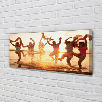 Quadro em tela Pessoas, mar, oeste