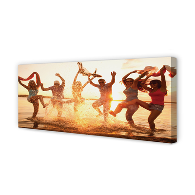 Quadro em tela Pessoas, mar, oeste