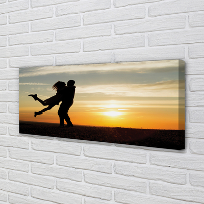 Pintura em tela Pessoas pôr do sol nuvens