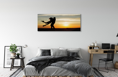 Pintura em tela Pessoas pôr do sol nuvens