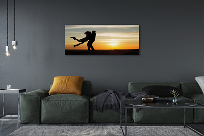 Pintura em tela Pessoas pôr do sol nuvens