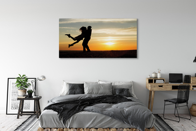 Pintura em tela Pessoas pôr do sol nuvens