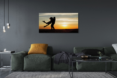 Pintura em tela Pessoas pôr do sol nuvens