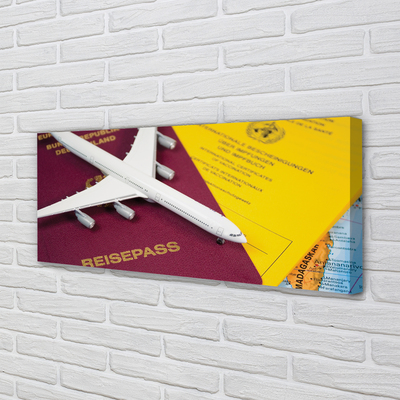 Pintura em tela Mapa do passaporte do avião