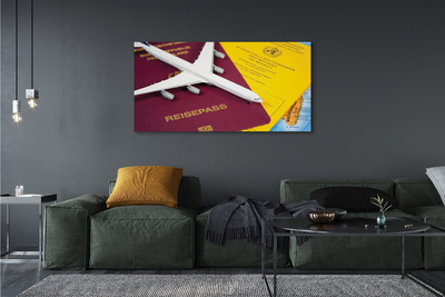 Pintura em tela Mapa do passaporte do avião