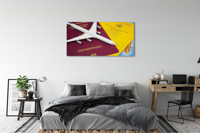 Pintura em tela Mapa do passaporte do avião