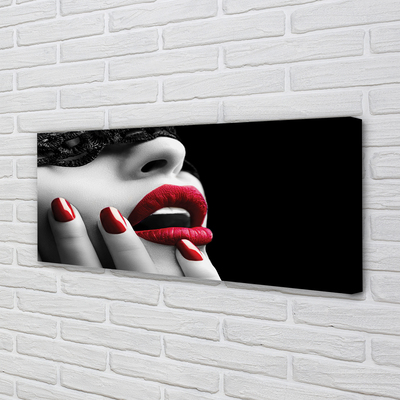 Quadro em tela Lábios e unhas de mulher